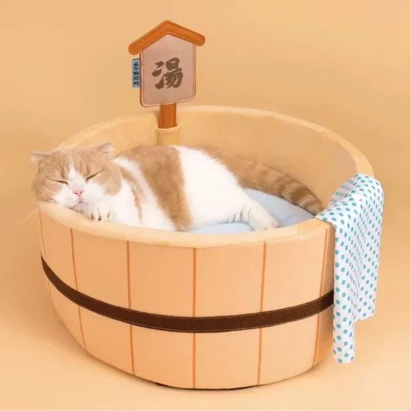 Korean Style Hot Spring Pool Cat Bed Bathtub Shape Dog House Detachable Small Pet Basket Basin Cozy Cat Nest Mat - Image 2