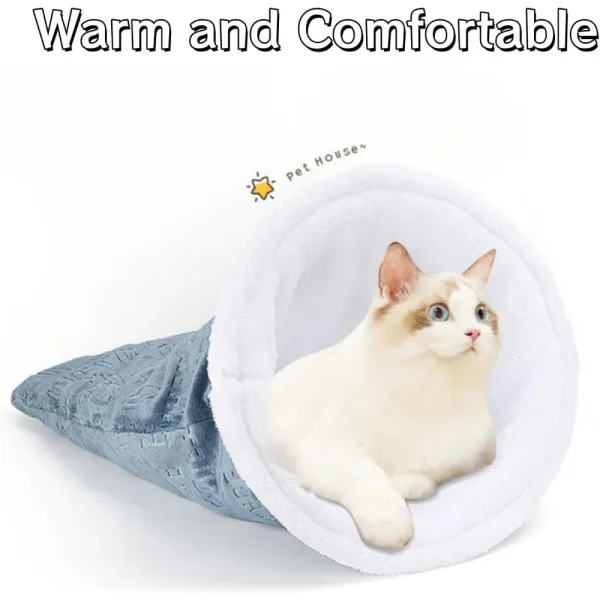Cat Winter Sleeping Bag, New Cat Sleeping Bag, Soft Plush Large Cat Nest Bed, Warm Pet Mat Cat Bed for Indoor Cats and Small Dog - Image 5