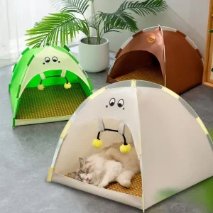 Cat Kennel Simple Cartoon Summer Refreshing Tent Comforts Large Space Outdoor Breathable Lightweight Spring Summer Pet Supplies