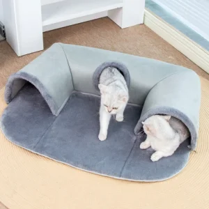 3-in-1 Cozy Cat Tunnel Bed Play Mat Warm Nest With Non-Slip Bottom for Small to Medium Cats Dog Rabbits Home Pet Kennel Products