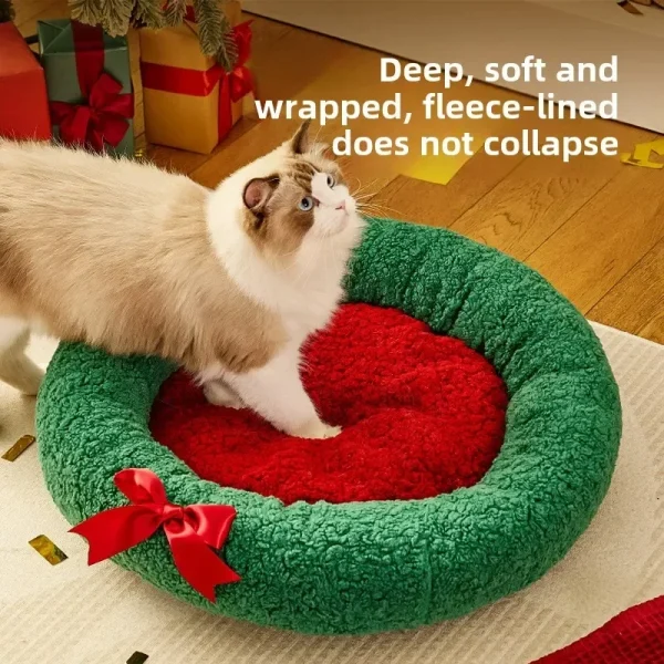 Winter Warm Cat Nest Deep Sleep Semi Closed New Christmas Cat Nest Dog Nest Warm Bed - Image 4