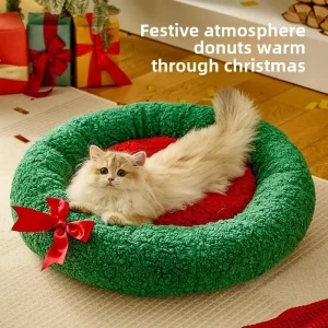 Winter Warm Cat Nest Deep Sleep Semi Closed New Christmas Cat Nest Dog Nest Warm Bed