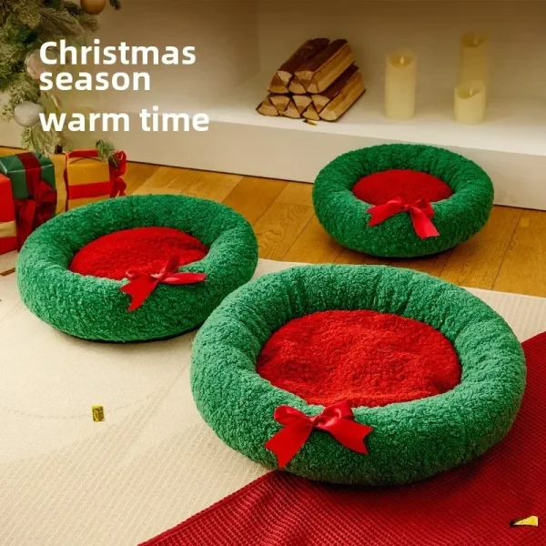 Winter Warm Cat Nest Deep Sleep Semi Closed New Christmas Cat Nest Dog Nest Warm Bed - Image 5