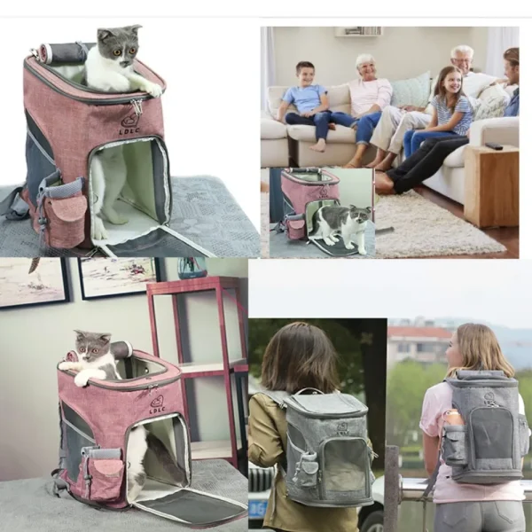 Pet Backpack Dog Outdoor Bag Breathable Cat Bag Travel Pet Portable Foldable Large Capacity Teddy Dog Bag Pet Specific Backpack - Image 5