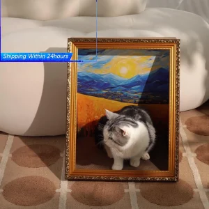 Cat Scratching Board Oil Painting Photo Frame World Famous Oil Painting Cat Litter 3D Decoration for Cats Up To 15 Lbs