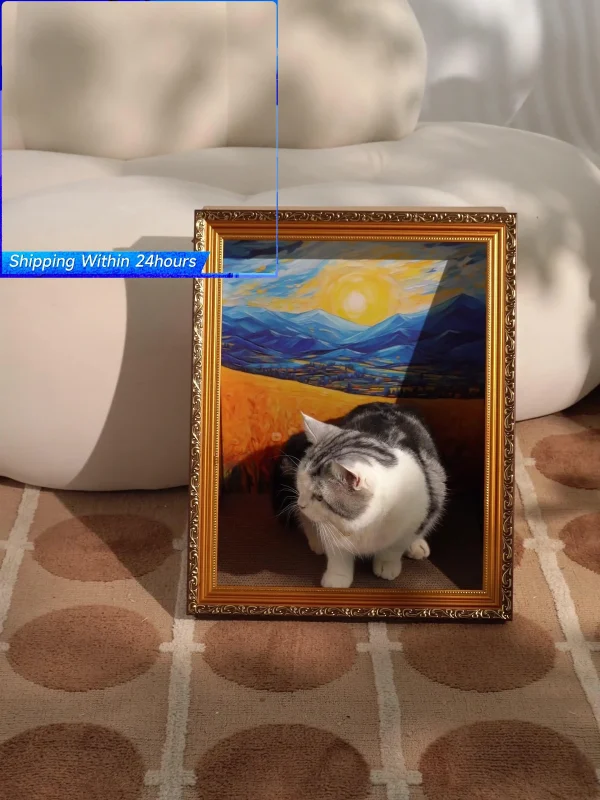Cat Scratching Board Oil Painting Photo Frame World Famous Oil Painting Cat Litter 3D Decoration for Cats Up To 15 Lbs