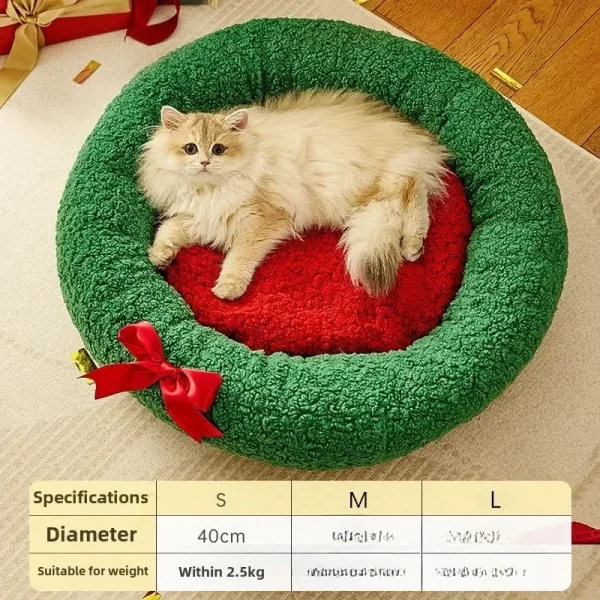 Winter Warm Cat Nest Deep Sleep Semi Closed New Christmas Cat Nest Dog Nest Warm Bed - Image 2