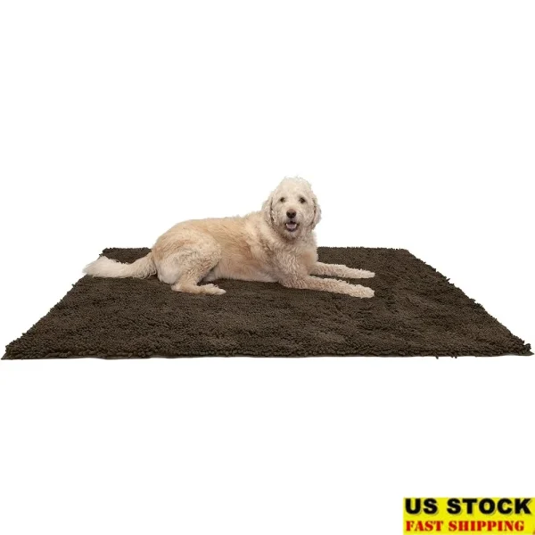 Highly Absorbent Dog Door Mat Muddy Paws Washable Non-Slip Chenille Rug Multi-Purpose Pet Floor Mat Entryway and Kitchen
